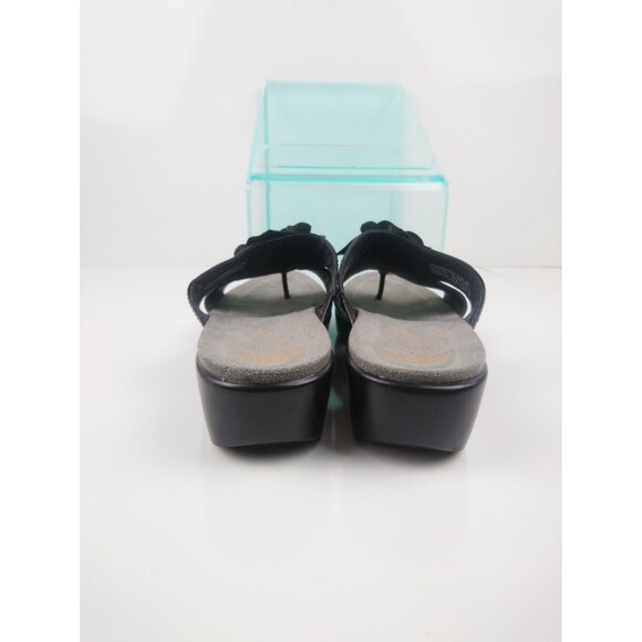 Dansko Black Patent Leather Flower Wedge Slip On Sandals Women's 37 / US 6.5 - 7 - Picture 5 of 8